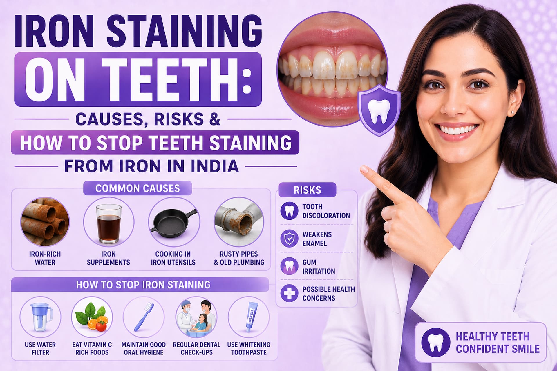 Iron Staining on Teeth Causes, Risks & How to Stop Teeth Staining from Iron in India